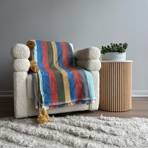 Colorful Striped Throw Blanket with Tassels